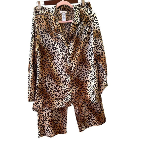 Natori Leopard Print Satin Pajama Set - Picture 1 of 7